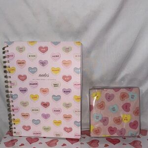 Conversation Heart-Themed Spiral Notebook and Napkin Set